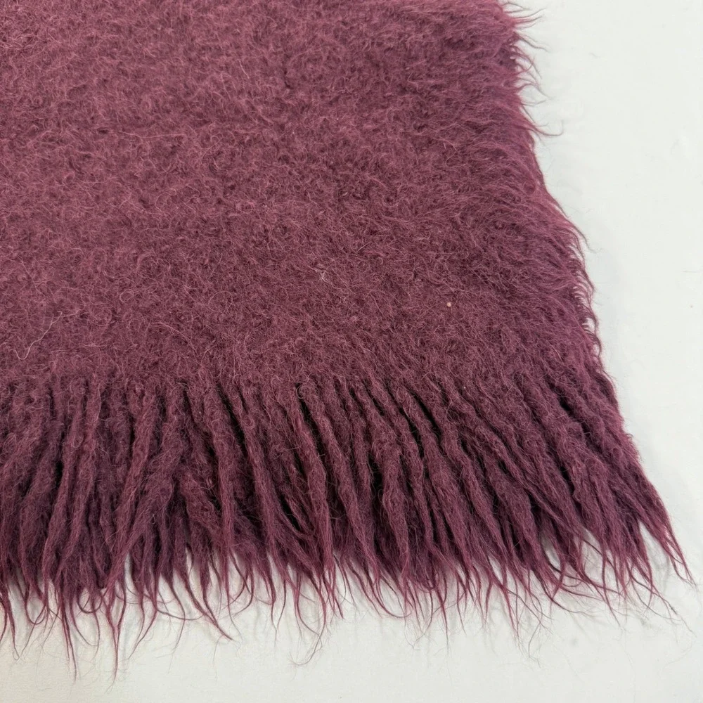 Noble Excellence Alpaca Wool Throw Blanket Burgundy Fringe Made in Peru 46x56